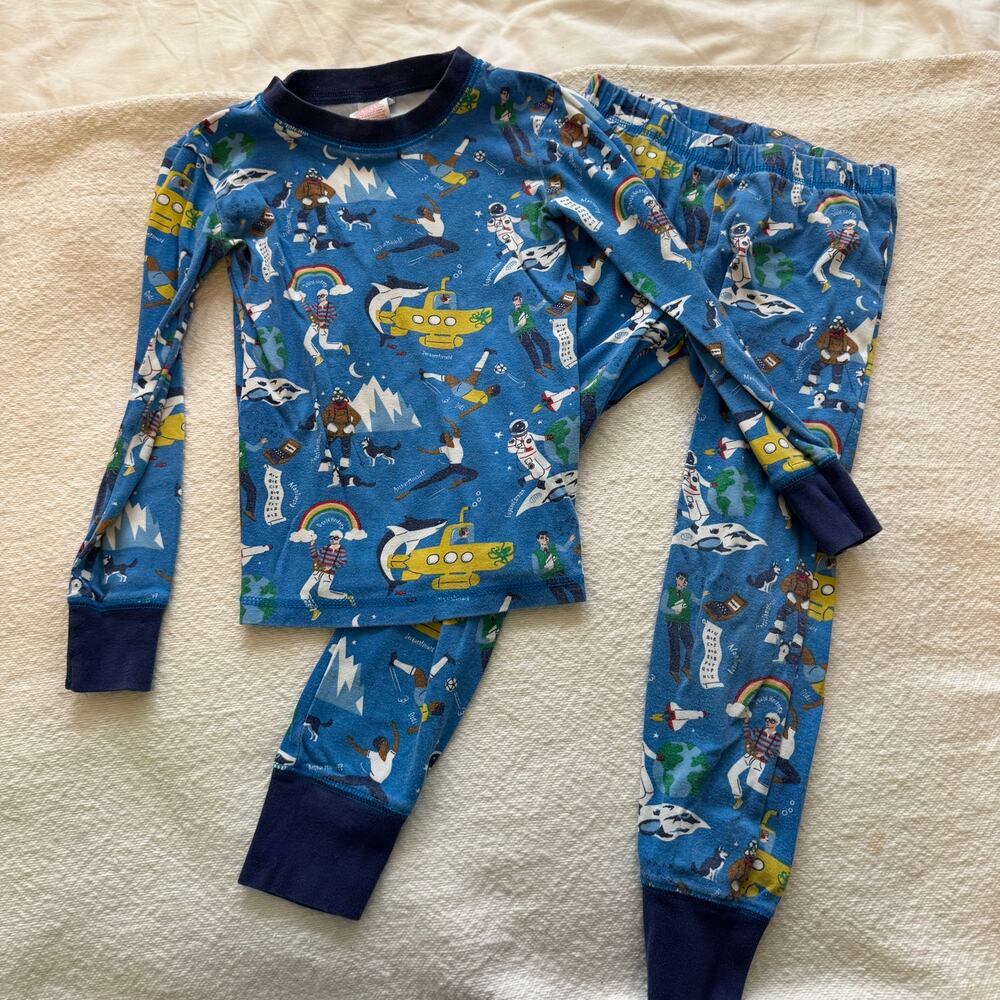 Mini Boden Blue Space & Submarine Print Pajama Set